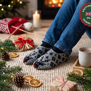 Traditional Faroese Knitted Slippers Pattern (PDF), Nordic Wool Shoes, English & Danish Tutorial