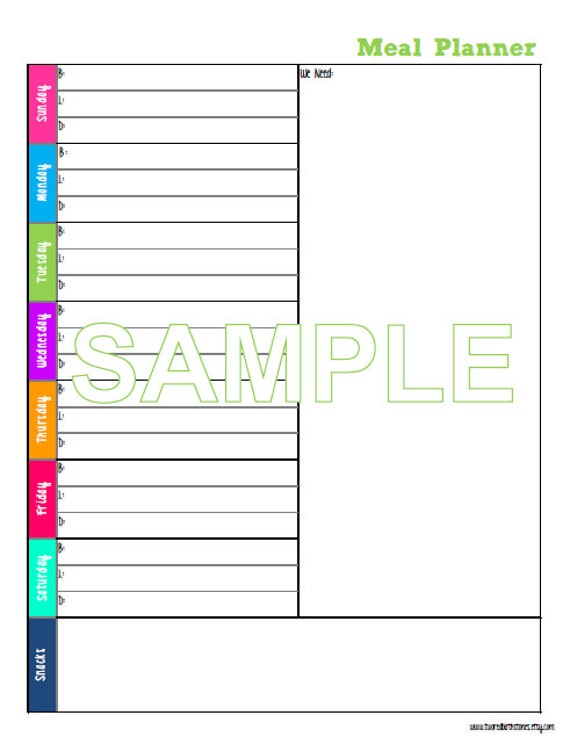 items similar to weekly meal planner printable instant