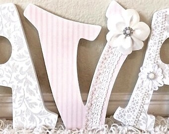 Nursery Letters, Baby Girl Nursery Decor, Wall Letters for Nursery, Wooden Letters, Personalized Baby Gift- The Rugged Pearl