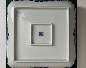 【まーちゃん さま】old pottery ❀ 収穫を喜ぶ ウサちゃん set Kozangama Seika Ryokusai Rinka Large Square Bowl Dish