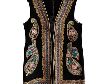 Vintage Embroidered Wool Waistcoat Vest | Boho Hippie | One Size Fits All