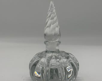 Clear Glass Perfume Bottle w/ Topper | Art Deco