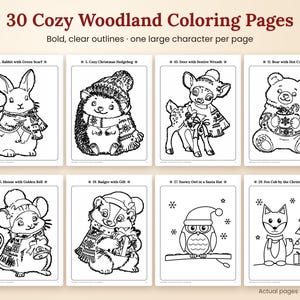 Christmas Coloring Book for Kids, Printable Woodland Animal Coloring Pages and Activity Book image 3