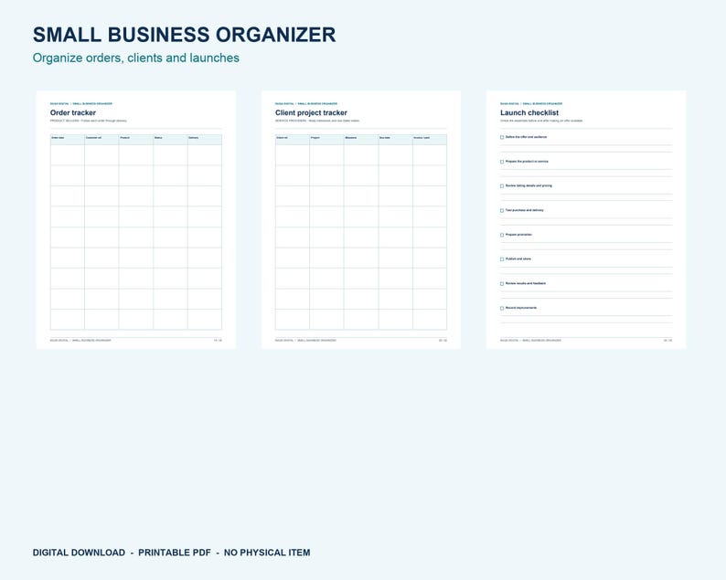 Small Business Planner Printable PDF, 32-Page Organizer, US Letter and A4 afbeelding 5