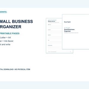Small Business Planner Printable PDF, 32-Page Organizer, US Letter and A4