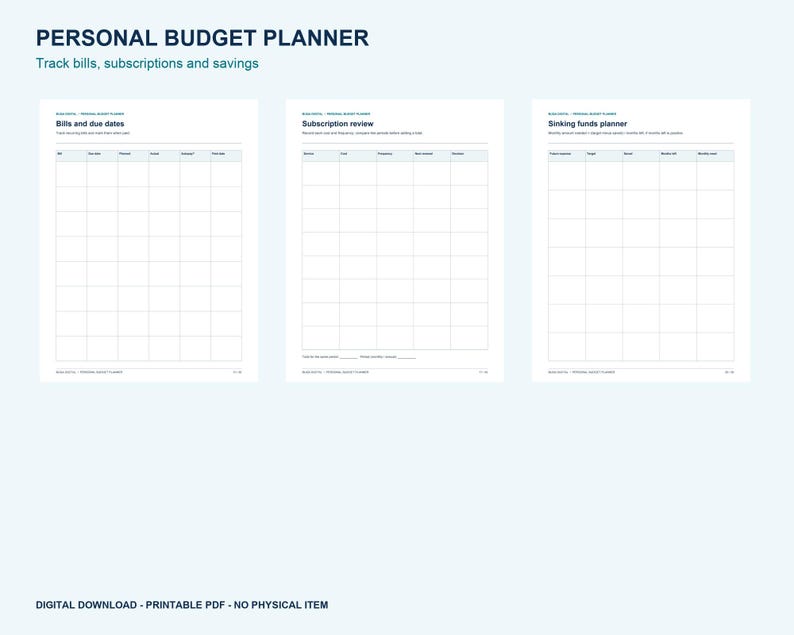 Printable Budget Planner for Variable Income, 30-Page Finance Organizer, US Letter and A4 image 3