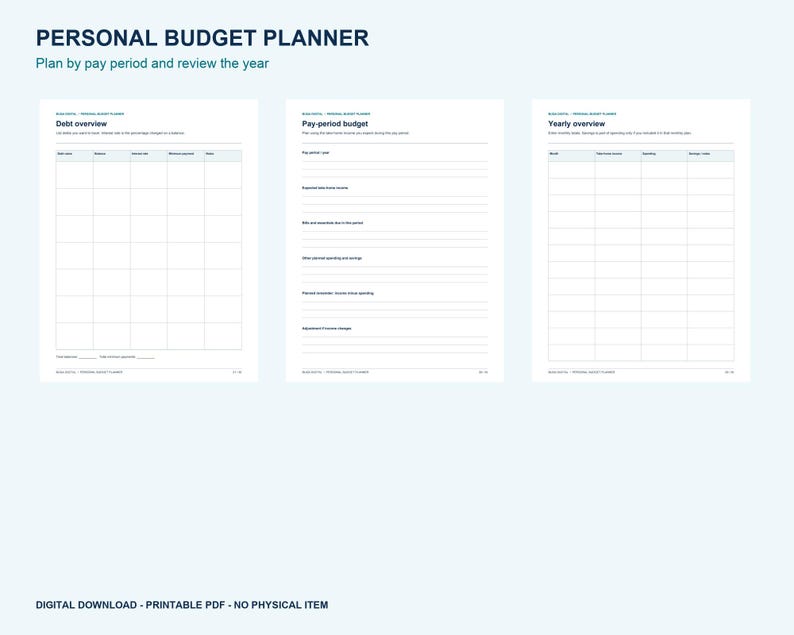 Printable Budget Planner for Variable Income, 30-Page Finance Organizer, US Letter and A4 image 4