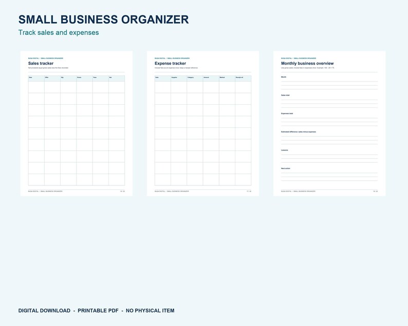 Small Business Planner Printable PDF, 32-Page Organizer, US Letter and A4 afbeelding 4