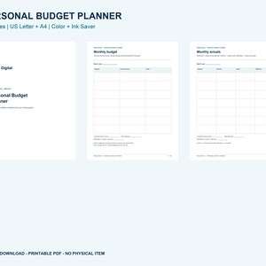 Printable Budget Planner for Variable Income, 30-Page Finance Organizer, US Letter and A4