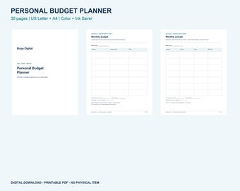 Printable Budget Planner for Variable Income, 30-Page Finance Organizer, US Letter and A4