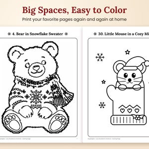Christmas Coloring Book for Kids, Printable Woodland Animal Coloring Pages and Activity Book image 6