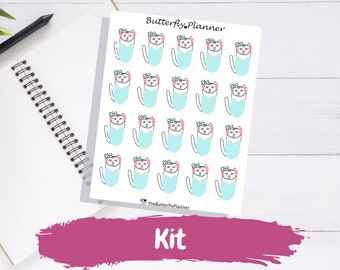 Wrestling Kit Cat Character Planner Stickers