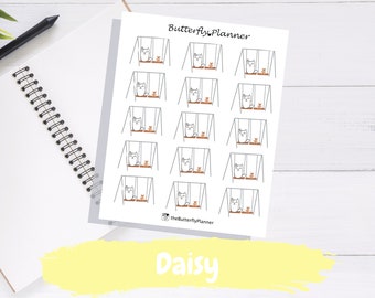 Swing Daisy Cat Character Planner Stickers