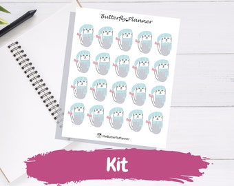 Winter Kit Cat Character Planner Stickers