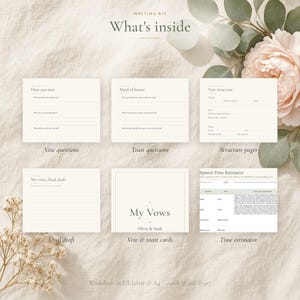 Wedding Vow Template and Writing Prompts, Fillable Vow Cards 4x6 5x7, Maid of Honor & Best Man Speech Template, Toast Worksheets image 2