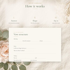 Wedding Vow Template and Writing Prompts, Fillable Vow Cards 4x6 5x7, Maid of Honor & Best Man Speech Template, Toast Worksheets image 7