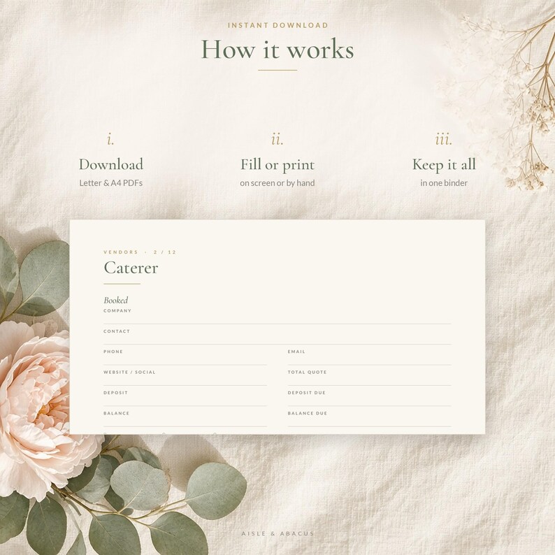 Printable Wedding Planner Binder, 50 Page Fillable PDF Wedding Planning Book with Checklist, Budget and Guest List, US Letter & A4 image 7