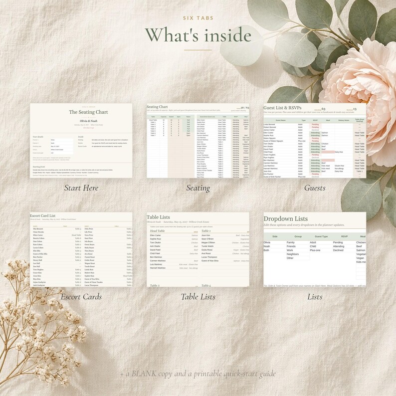 Wedding Seating Chart Template, Table Seating Plan Spreadsheet for Excel & Google Sheets, Alphabetical Escort Card List, Table Planner image 5