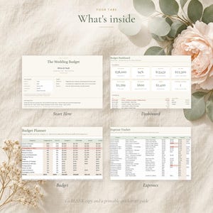 Spreadsheet en sjabloon voor een trouwbudget in Excel en Google Sheets, budgettracker voor bruiloften, onkosten- en betalingsplanner, kostenberekening afbeelding 5
