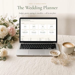 All-in-One Wedding Planner Spreadsheet, Excel & Google Sheets Template with Budget Tracker, Guest List, RSVP, Seating Chart and Checklist