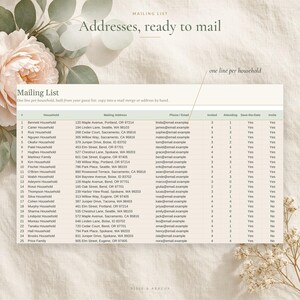 Wedding Guest List Template and RSVP Tracker, Guest List Spreadsheet for Excel & Google Sheets, Invitation, Address and Meal Tracker image 4