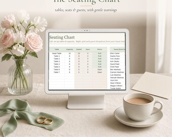Wedding Seating Chart Template, Table Seating Plan Spreadsheet for Excel & Google Sheets, Alphabetical Escort Card List, Table Planner