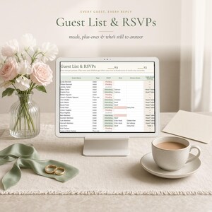 All-in-One Wedding Planner Spreadsheet, Excel & Google Sheets Template with Budget Tracker, Guest List, RSVP, Seating Chart and Checklist image 4