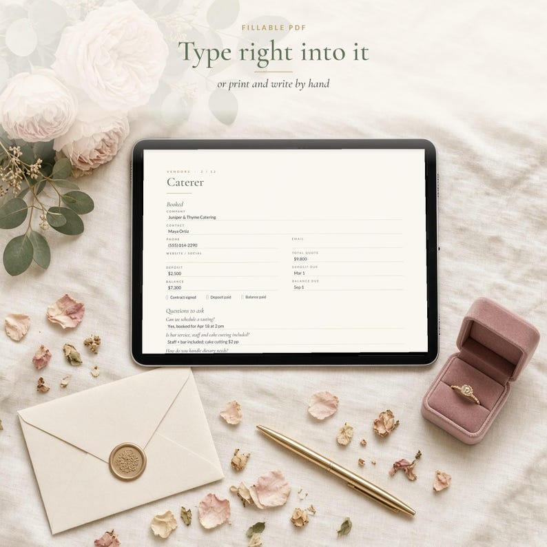 Printable Wedding Planner Binder, 50 Page Fillable PDF Wedding Planning Book with Checklist, Budget and Guest List, US Letter & A4 image 6