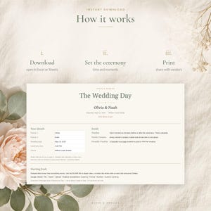 Wedding Day Timeline Template, Printable Wedding Itinerary and Schedule, Vendor Contact Sheet, Excel & Google Sheets Day of Timeline image 6