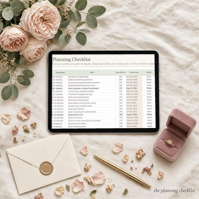 All-in-One Wedding Planner Spreadsheet, Excel & Google Sheets Template with Budget Tracker, Guest List, RSVP, Seating Chart and Checklist image 5