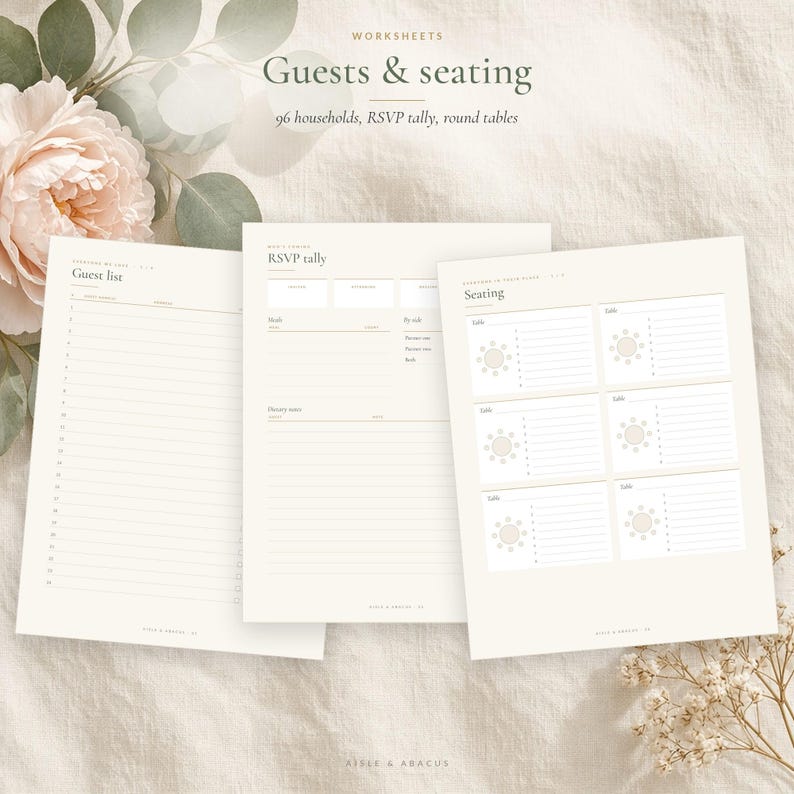 Printable Wedding Planner Binder, 50 Page Fillable PDF Wedding Planning Book with Checklist, Budget and Guest List, US Letter & A4 image 5