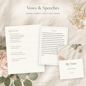 Wedding Vow Template and Writing Prompts, Fillable Vow Cards 4x6 5x7, Maid of Honor & Best Man Speech Template, Toast Worksheets