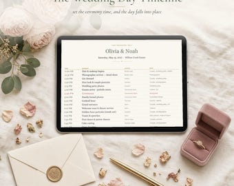 Wedding Day Timeline Template, Printable Wedding Itinerary and Schedule, Vendor Contact Sheet, Excel & Google Sheets Day of Timeline
