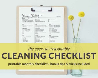 Weekly Cleaning Checklist, Instant Download, Simple Cleaning Checklist, Monthly Chore Chart, Chore Chart Printable, Weekly Cleaning Schedule