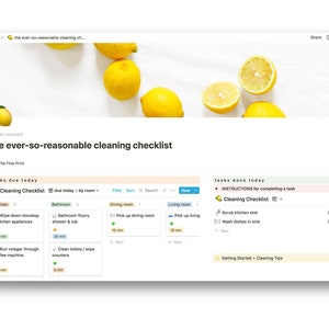 Cleaning Checklist Notion Template Instant Download, Simple Cleaning Checklist, Notion Chore Chart, Notion Cleaning Schedule image 2