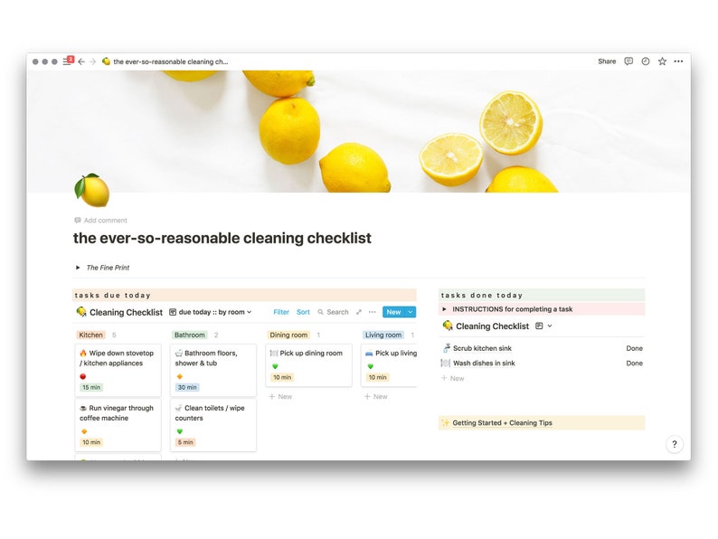 Cleaning Checklist Notion Template Instant Download, Simple Cleaning Checklist, Notion Chore Chart, Notion Cleaning Schedule image 2