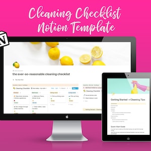 Cleaning Checklist Notion Template Instant Download, Simple Cleaning Checklist, Notion Chore Chart, Notion Cleaning Schedule image 1