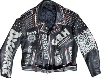 Studded Denim Acid Wash Jacket Grunge Punk Jean Studs | Etsy