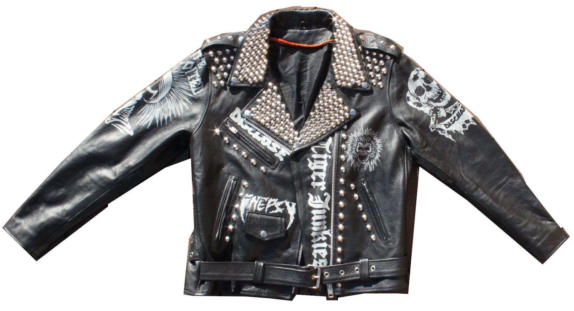 Vintage Leather Punk Jacket M 44 Studded HORTHOS MAUS Anti | Etsy
