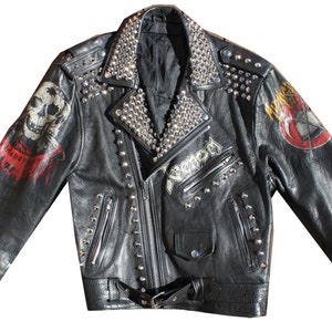 Vintage Leather Punk Jacket Bathory Venom Discharge Midnight | Etsy