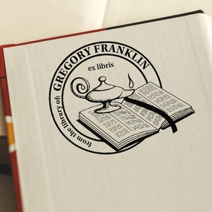 From the Library of Book and Lantern, Bookplate, Ex Libris, Library Stamp, Book Stamp, Library Stamp (1345)