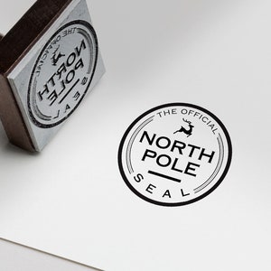 Carimbo de madeira ou carimbo autoentintado Selo oficial do Pólo Norte • Inglês ou espanhol • Selo do Papai Noel de Natal • Selo oficial do Pólo Norte (2035)