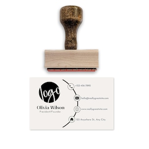 LARGE 2&quot; x 3.5&quot; Business Card Stamp - 6 Design Choices, Your Logo, Your Information, Custom Brand Stamp, Large Rubber Stamp (2132)