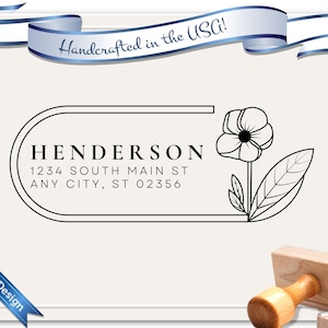 Large Name Floral Flowers | Return Address Stamp | Custom Address Stamp | Self Inking | Address Stamp | Personalized Gift | Style 1920