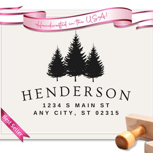 Bomen, bos, aangepaste retouradresstempel van zelfinktend of op hout gemonteerd rubber voor minimalistische bruiloften en wenskaarten (2207)
