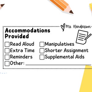 Accommodations Provided Checklist Self-inking, Wood Handle or Art Block Teacher Stamp, Classroom Stamp, School Stamp, LARGE SIZE (2059)