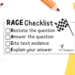 RACE Checklist Self-inking, Wood Handle or Art Block Teacher Stamp, Classroom Stamp, School Stamp LARGE SIZE (2057)
