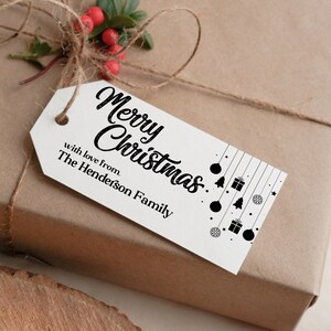Merry Christmas Stamp for Personalized Christmas Gift Tags • Holiday Rubber Stamp • Christmas Tag Stamp (2032)