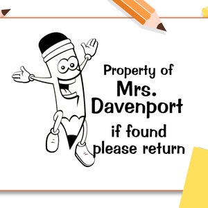 Property of Please Return Self-Inking, Wood Handle or Art Block Teacher Stamp, Student Stamp, Classroom Stamp (1501)