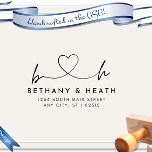 Two Names with Heart | Return Address Stamp | Custom Address Stamp | Self Inking | Address Stamp | Personalized Gift | Style 1937